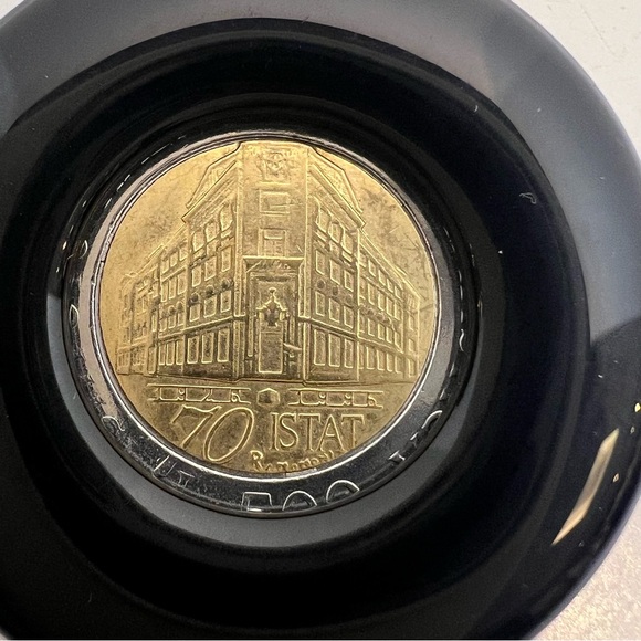 Milor Italy 14K Gold & Onyx 500 Lira Coin Pendant – Vintage Italian Heritage - Picture 4 of 8